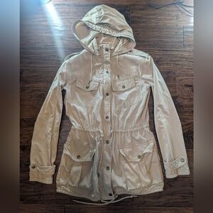 Talula Women's Trooper Jacket Military Style Y2K Beige Hooded Jacket Size XS